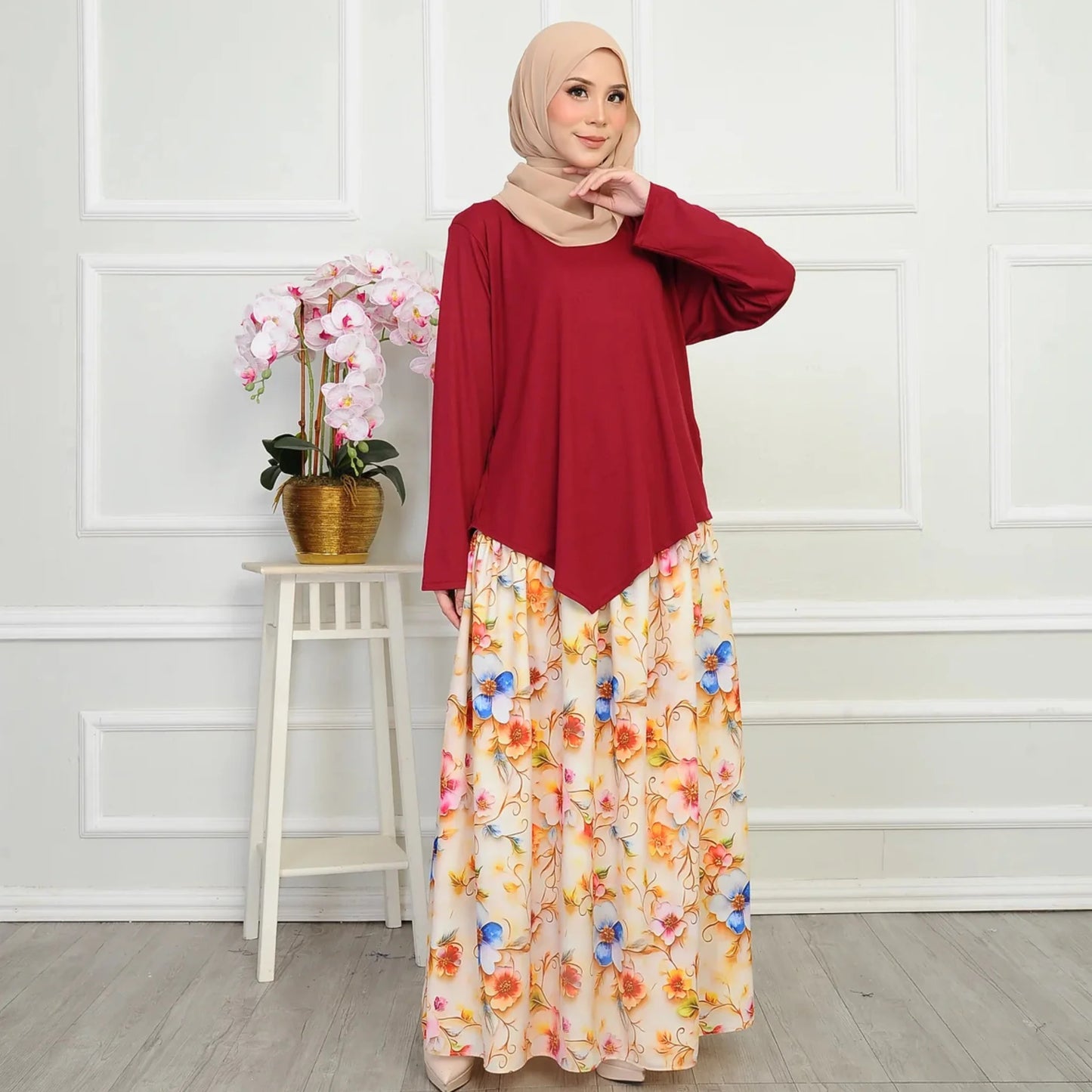 Qiesya Beautiful Floral Skirt Setwear