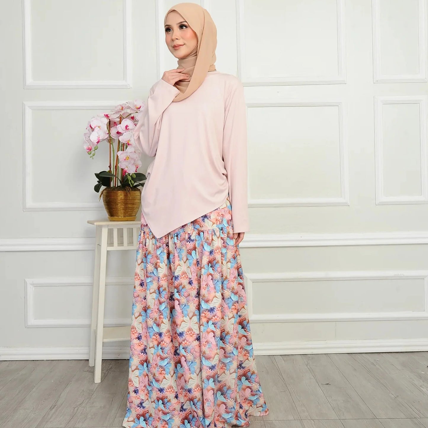 Qiesya Beautiful Floral Skirt Setwear