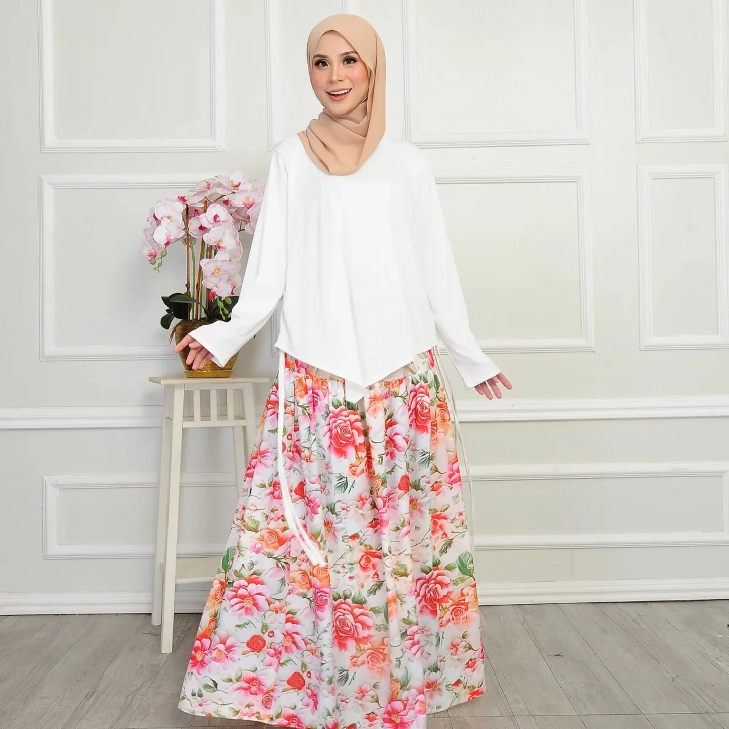 Qiesya Beautiful Floral Skirt Setwear