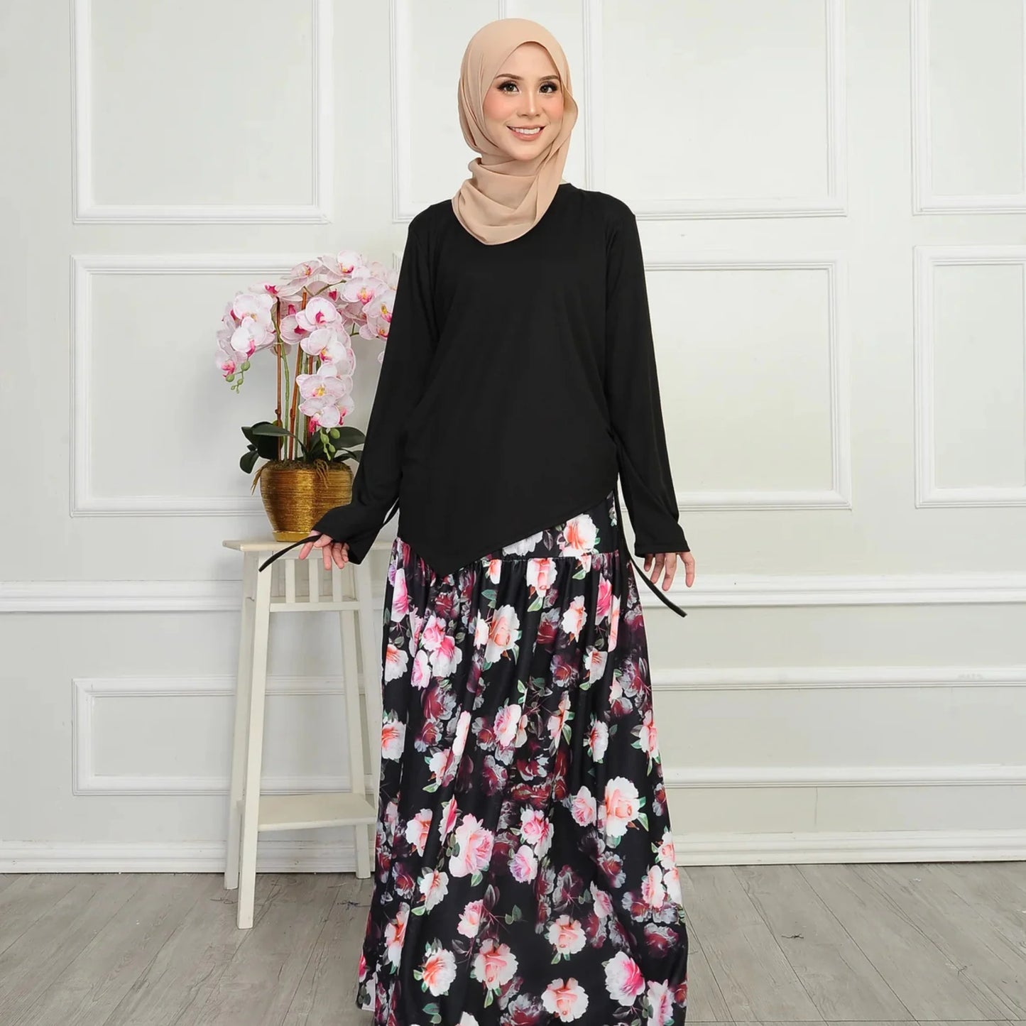 Qiesya Beautiful Floral Skirt Setwear