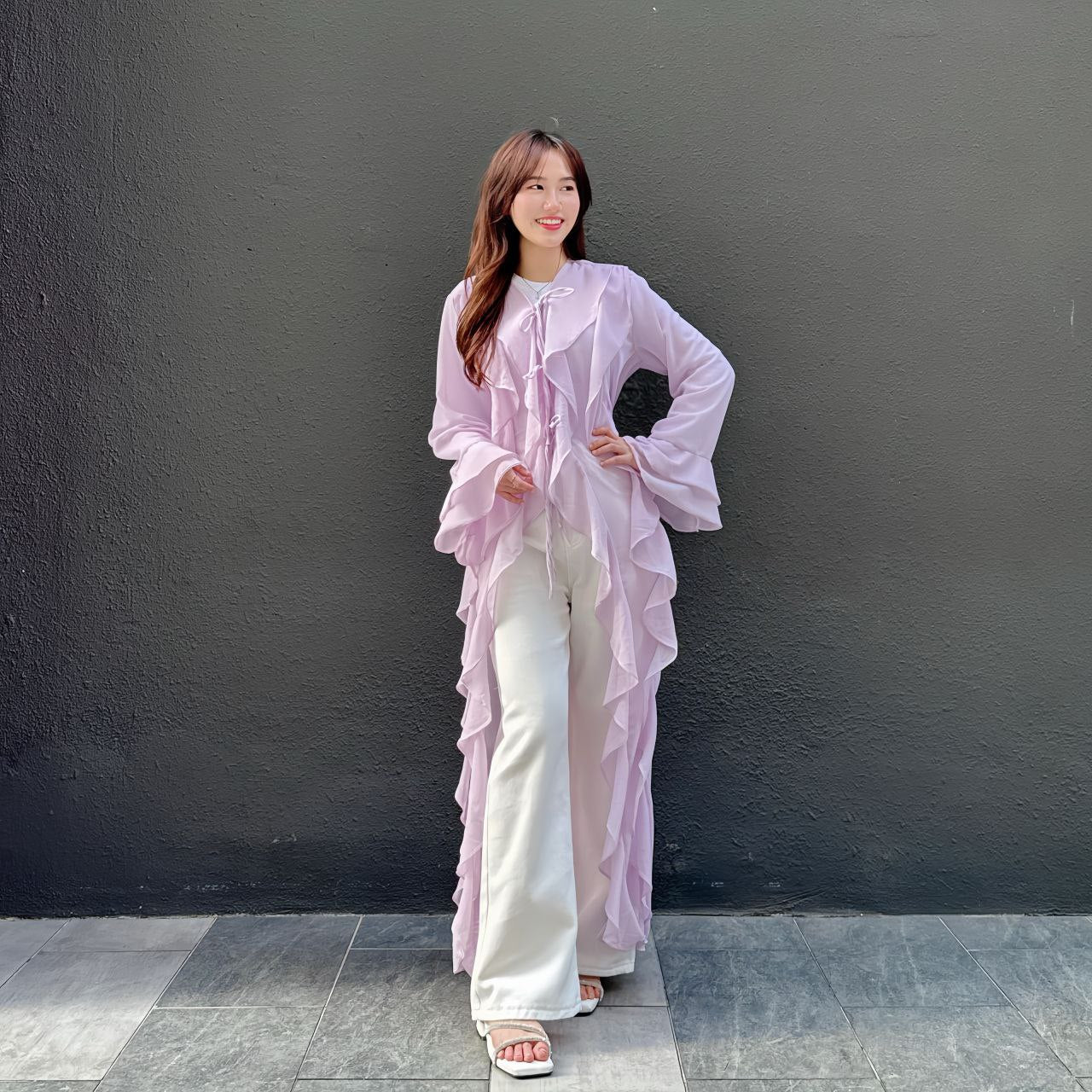 Hawa Cardigan Premium - Boleh Dipakai Dengan (Dress, Pants, Jeans) With Free Shawl